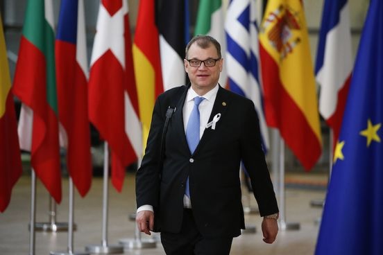 Pääministeri Juha Sipilä Eurooppa-neuvoston kokouksessa maaliskuussa 2018.